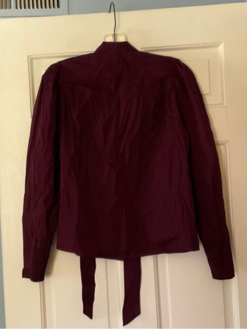 Madewell V-Neck Button-Front Top Dark Pomegranate Purple Tie Neck Size XS NWT - Picture 9 of 11